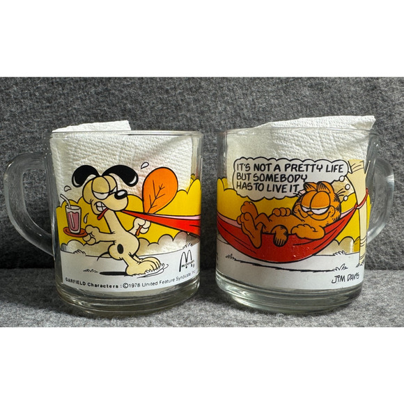 Vintage 1978 Garfield McDonald’s Glass Mug “It’s Not a Pretty Life” Jim Davis-2 - Picture 6 of 7
